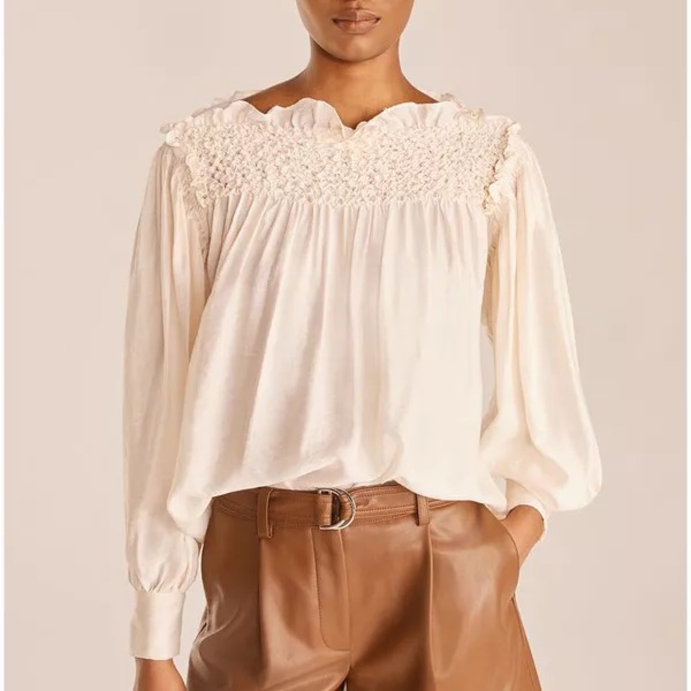 Rebecca Taylor Textured Smoked Blouse Women’s Size XS NWT